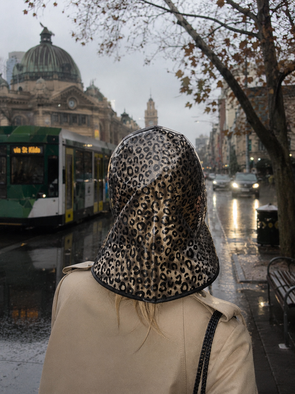 Leopard Print Rain Bonnet - Black