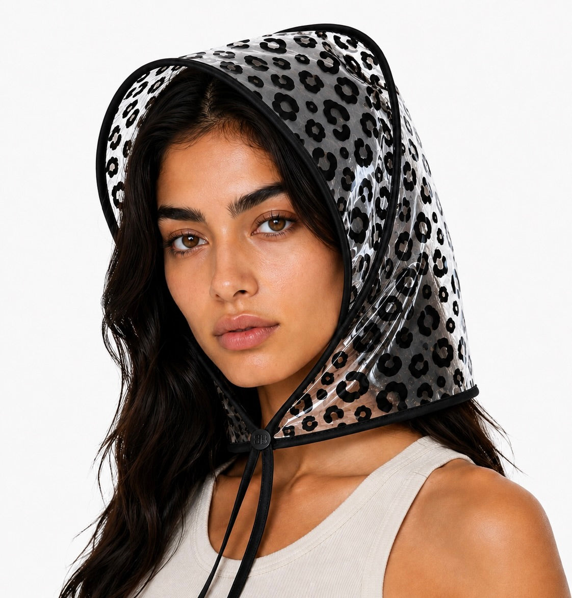 Leopard Print Rain Bonnet - Black