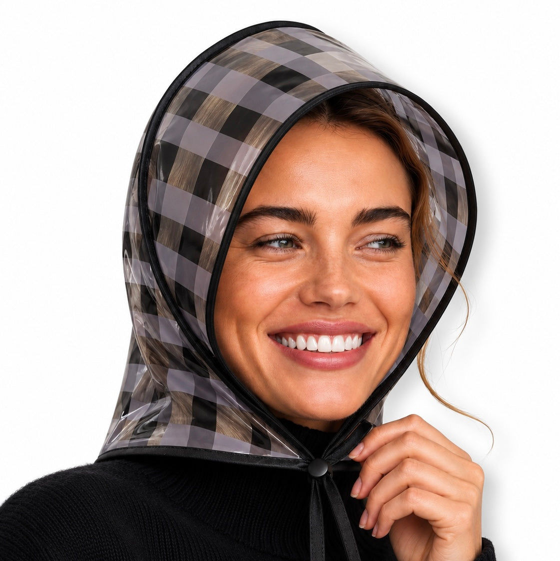 Tartan Print Rain Bonnet - Black/Grey