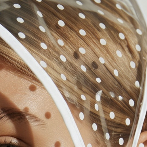 Polka Dot Print Rain Bonnet - White