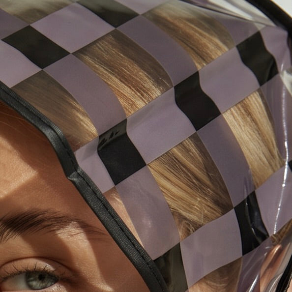 Tartan Print Rain Bonnet - Black/Grey