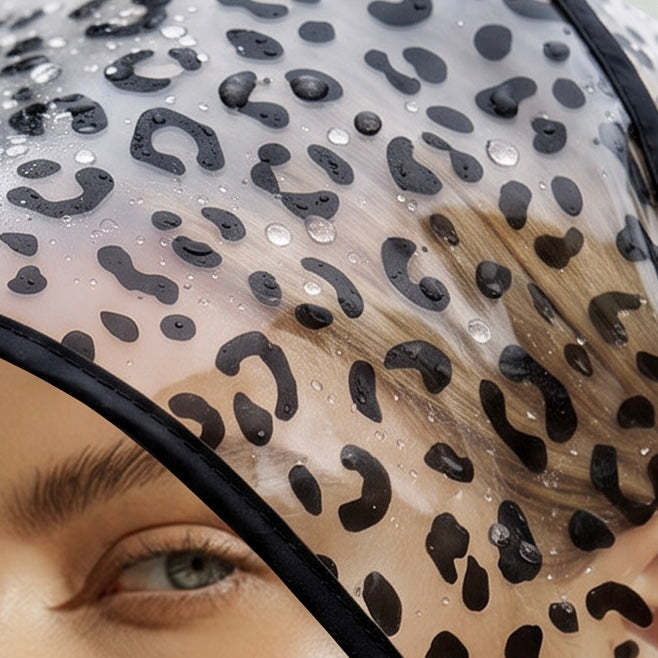 Leopard Print Rain Bonnet - Black