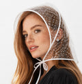 Polka Dot Print Rain Bonnet - White